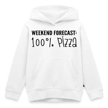 Vorhersage für das Wochenende: 100% Pizza - Kinder Premium Organic Hoodie - Weiß - Vorne - AI Model Kid Female (0cm)