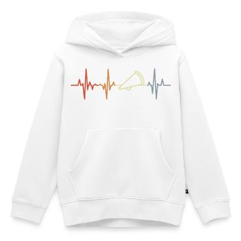 Mégaphone vintage Heartbeat - Sweat Premium à capuche enfant bio - blanc - Devant - AI Model Kid Female (0cm)