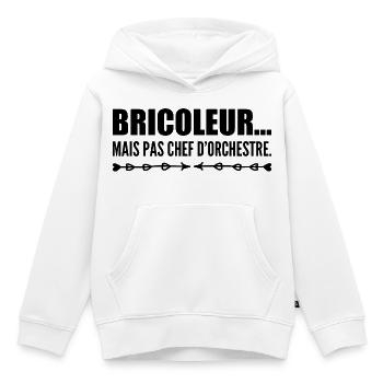 Attention, je bricole sans mode d’emploi - Sweat Premium à capuche enfant bio - blanc - Devant - AI Model Kid Female (0cm)