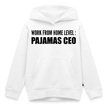 Work from home level : pajamas ceo - Sweat Premium à capuche enfant bio - blanc - Devant - AI Model Kid Female (0cm)
