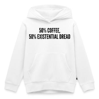 50% Kaffee 50% Existenzangst - Kinder Premium Organic Hoodie - Weiß - Vorne - AI Model Kid Female (0cm)