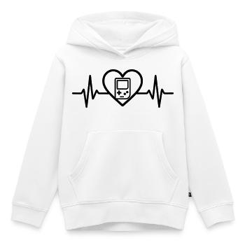 Heart Retrogaming – Console rétro portable - Sweat Premium à capuche enfant bio - blanc - Devant - AI Model Kid Female (0cm)