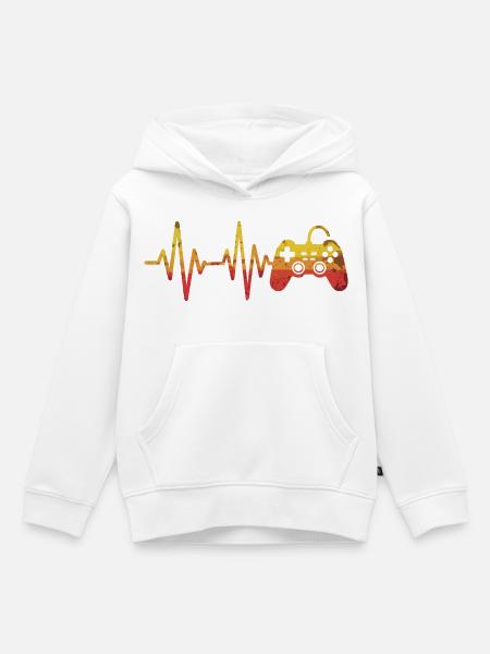 Herzschlag Gamepad Retro - Kinder Premium Organic Hoodie - Weiß