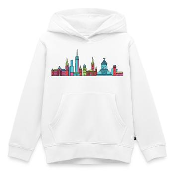 Leipziger Stadtsilhuettendenkmal Moderne Linienkunst - Kinder Premium Organic Hoodie - Weiß - Vorne - AI Model Kid Female (0cm)