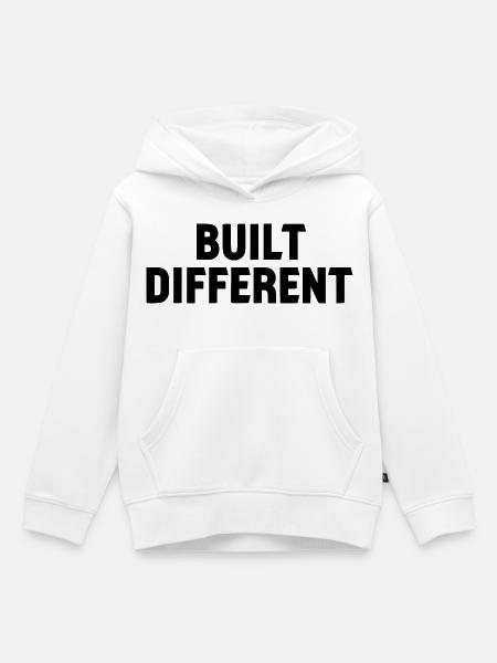 Built Different Statement Schriftzug - Kinder Premium Organic Hoodie - Weiß