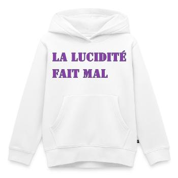 LA LUCIDITÉ FAIT MAL - Sweat Premium à capuche enfant bio - blanc - Devant - AI Model Kid Female (0cm)