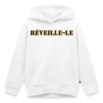 RÉVEILLE-LE - Sweat Premium à capuche enfant bio - blanc - Devant - AI Model Kid Female (0cm)
