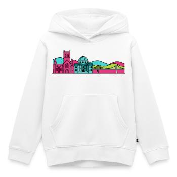 Dunfermline City Skyline Abbey Line Art - Kids Premium Organic Hoodie - white - Front - AI Model Kid Female (0cm)