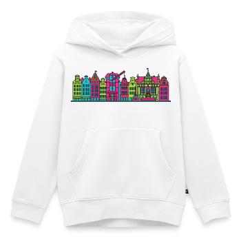 Gdansk City Skyline Neptune Fountain Art - Kids Premium Organic Hoodie - white - Front - AI Model Kid Female (0cm)