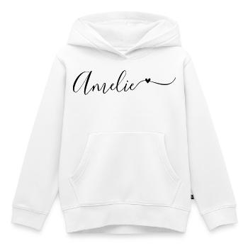 Amélie Prénom Prénom décoratif - Sweat Premium à capuche enfant bio - blanc - Devant - AI Model Kid Female (0cm)
