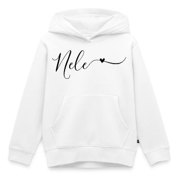 Prénom Nele Prénom décoratif - Sweat Premium à capuche enfant bio - blanc - Devant - AI Model Kid Female (0cm)