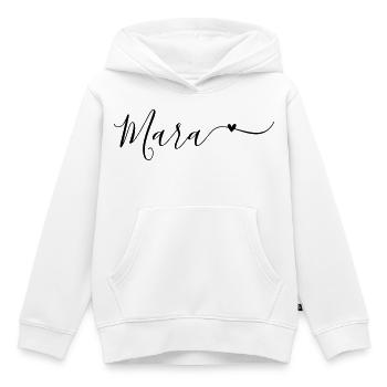 Prénom Mara Prénom décoratif - Sweat Premium à capuche enfant bio - blanc - Devant - AI Model Kid Female (0cm)