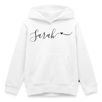 Sarah Prénom Prénom décoratif - Sweat Premium à capuche enfant bio - blanc - Devant - AI Model Kid Female (0cm)
