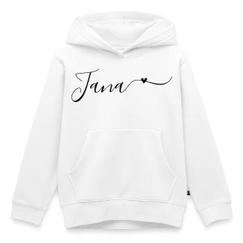 Prénom Jana Prénom décoratif - Sweat Premium à capuche enfant bio - blanc - Devant - AI Model Kid Female (0cm)