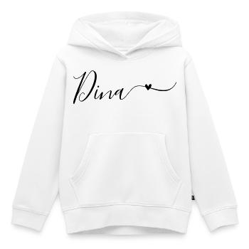 Prénom Dina Prénom décoratif - Sweat Premium à capuche enfant bio - blanc - Devant - AI Model Kid Female (0cm)
