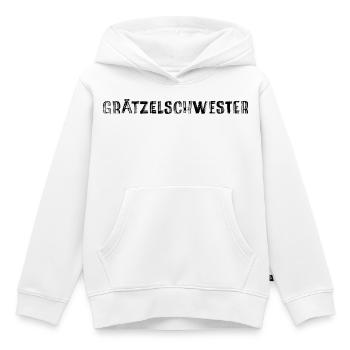 Grätzelschwester – Dicton culte du dialecte viennois - Sweat Premium à capuche enfant bio - blanc - Devant - AI Model Kid Female (0cm)