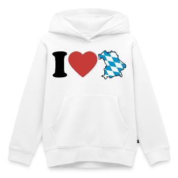 I Love Bayern | Herz mit blau weiß Landkarte - Kinder Premium Organic Hoodie - Weiß - Vorne - AI Model Kid Female (0cm)