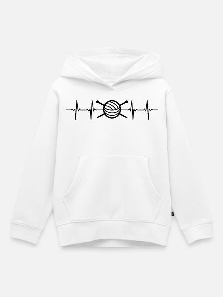 Stricken Herzschlag - Kinder Premium Organic Hoodie - Weiß
