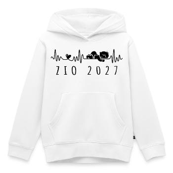 Futuro Zio 2027 Battito Cardiaco à Gravidanza - Sweat Premium à capuche enfant bio - blanc - Devant - AI Model Kid Female (0cm)