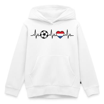 Football néerlandais Heartbeat Néerlandais - Sweat Premium à capuche enfant bio - blanc - Devant - AI Model Kid Female (0cm)