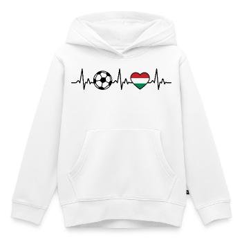 Hungary Football Heartbeat Hungarian Hungarian - Kids Premium Organic Hoodie - white - Front - AI Model Kid Female (0cm)