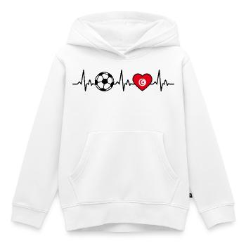 Tunisie Football Heartbeat Drapeau Tunisien - Sweat Premium à capuche enfant bio - blanc - Devant - AI Model Kid Female (0cm)