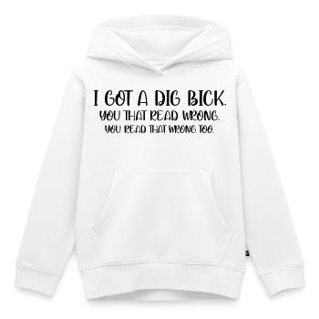 J’ai une grosse pique, je sais que tu as mal lu, drôle - Sweat Premium à capuche enfant bio - blanc - Devant - AI Model Kid Female (0cm)
