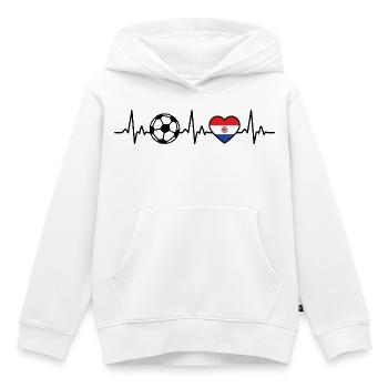 Paraguay Football Heartbeat Paraguay - Sweat Premium à capuche enfant bio - blanc - Devant - AI Model Kid Female (0cm)