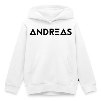 Prénom Andreas - Sweat Premium à capuche enfant bio - blanc - Devant - AI Model Kid Female (0cm)