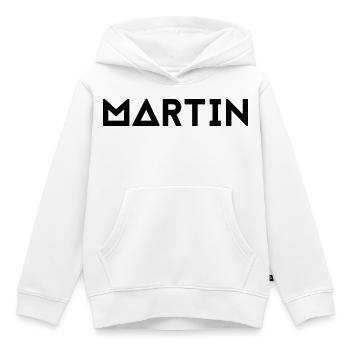 Prénom Martin - Sweat Premium à capuche enfant bio - blanc - Devant - AI Model Kid Female (0cm)
