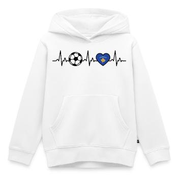 Kosovo Football Heartbeat Kosovo - Sweat Premium à capuche enfant bio - blanc - Devant - AI Model Kid Female (0cm)