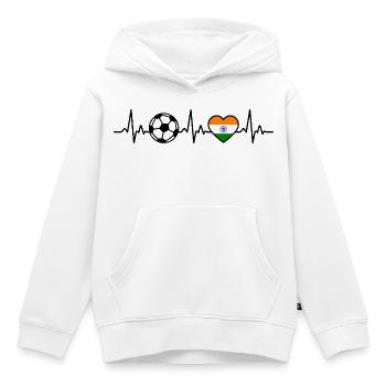 Football Inde Heartbeat Inde - Sweat Premium à capuche enfant bio - blanc - Devant - AI Model Kid Female (0cm)