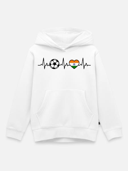 Indien Fußball Herzschlag Indien - Kinder Premium Organic Hoodie - Weiß