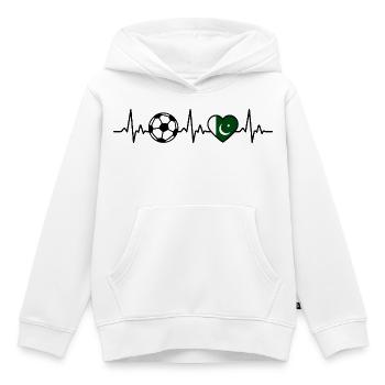 Pakistan Fußball Herzschlag Pakistan - Kinder Premium Organic Hoodie - Weiß - Vorne - AI Model Kid Female (0cm)