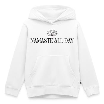 Namaste All Day Lotus - Méditation Bohème Yoga - Sweat Premium à capuche enfant bio - blanc - Devant - AI Model Kid Female (0cm)