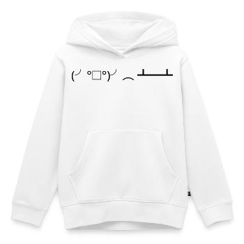 Retournement de table (╯°□°)╯( ┻━┻ Retournement de table - Sweat Premium à capuche enfant bio - blanc - Devant - AI Model Kid Female (0cm)