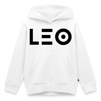Prénom Leo - Sweat Premium à capuche enfant bio - blanc - Devant - AI Model Kid Female (0cm)