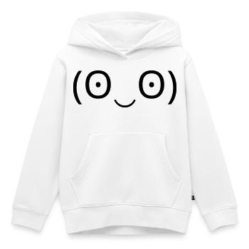 Émoticône stupéfait (ʘ‿ʘ) grands yeux - Sweat Premium à capuche enfant bio - blanc - Devant - AI Model Kid Female (0cm)