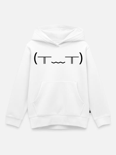 Weinendes Emote (╥﹏╥) heftige Tränen - Kinder Premium Organic Hoodie - Weiß
