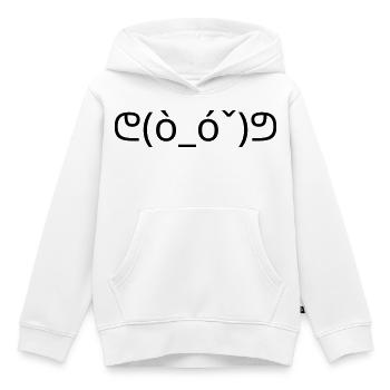 Émote Muscle ᕦ(ò_ó ˇ)ᕤ Kaomoji Fort - Sweat Premium à capuche enfant bio - blanc - Devant - AI Model Kid Female (0cm)