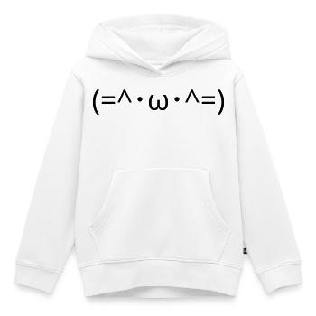 Chats Émote (=^・ω・^=) Chat mignon Kaomoji - Sweat Premium à capuche enfant bio - blanc - Devant - AI Model Kid Female (0cm)