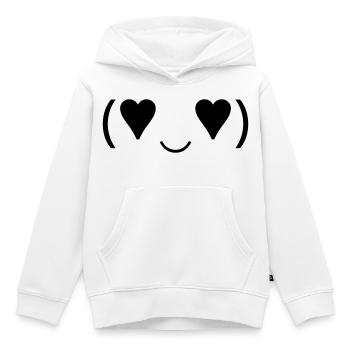 Émotique amoureuse (♥‿♥) Yeux en cœur Kaomoji - Sweat Premium à capuche enfant bio - blanc - Devant - AI Model Kid Female (0cm)