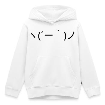 Émote Détendue ヽ( ́ー')ノ Kaomoji insouciant - Sweat Premium à capuche enfant bio - blanc - Devant - AI Model Kid Female (0cm)