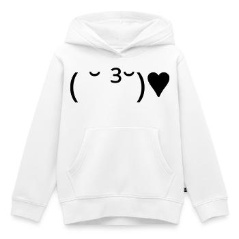 Émote de baiser ( ̆ ³ ̆) ♥ Cœur Kaomoji - Sweat Premium à capuche enfant bio - blanc - Devant - AI Model Kid Female (0cm)