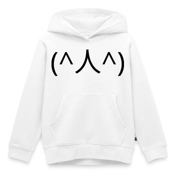 Émotique (^人^) de supplication merci Kaomoji - Sweat Premium à capuche enfant bio - blanc - Devant - AI Model Kid Female (0cm)