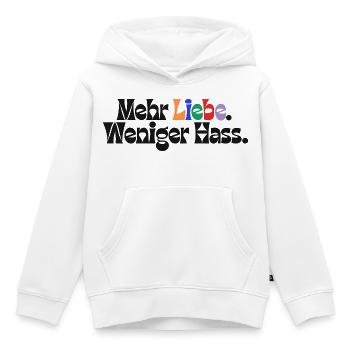 Mehr Liebe Weniger Hass outfit csd  Demokratie Fan - Kinder Premium Organic Hoodie - Weiß - Vorne - AI Model Kid Female (0cm)
