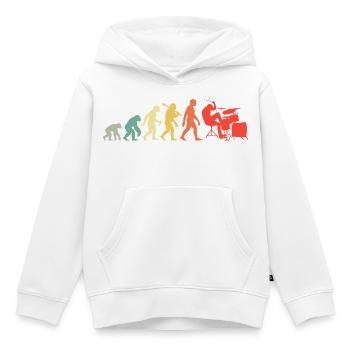 Retro Schlagzeuger Evolution Schlagzeug für Männer - Kinder Premium Organic Hoodie - Weiß - Vorne - AI Model Kid Female (0cm)