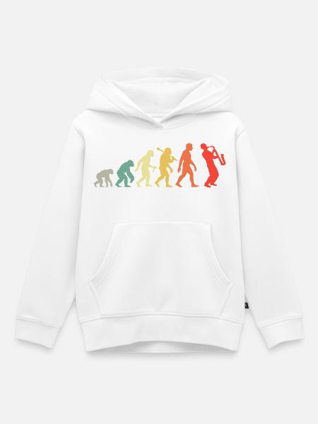 Saxophonist Evolution - Retro Saxophon Musiker - Kinder Premium Organic Hoodie - Weiß