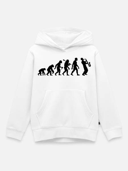 Saxophonist Evolution Jazz Musiker Mit Saxophon - Kinder Premium Organic Hoodie - Weiß