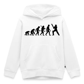 Cricket Evolution – Schlagmann – Ich Liebe Cricket - Kinder Premium Organic Hoodie - Weiß - Vorne - AI Model Kid Female (0cm)